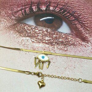 Evil Eye Gold Blue Charm Metal Necklace Pendant Fashion Women Jewelry Gift